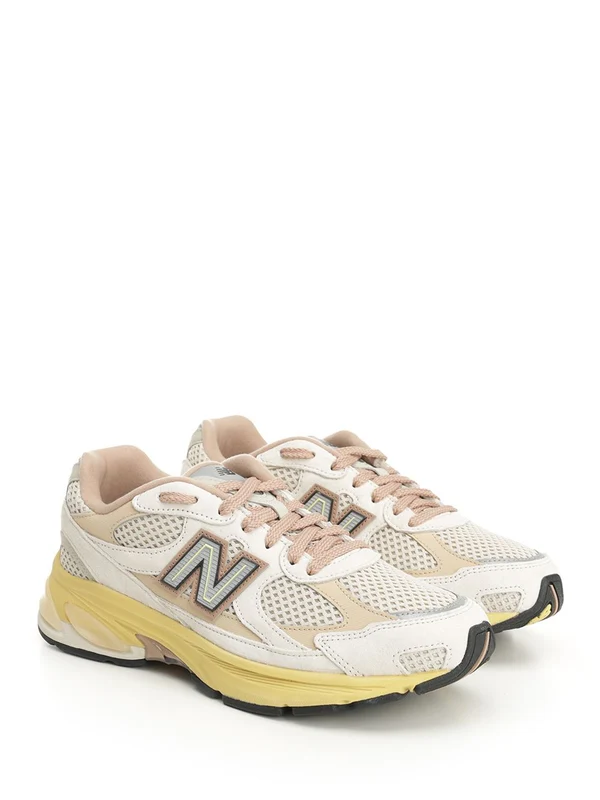New Balance Beige Yellow Low Top Sneakers - Image 2
