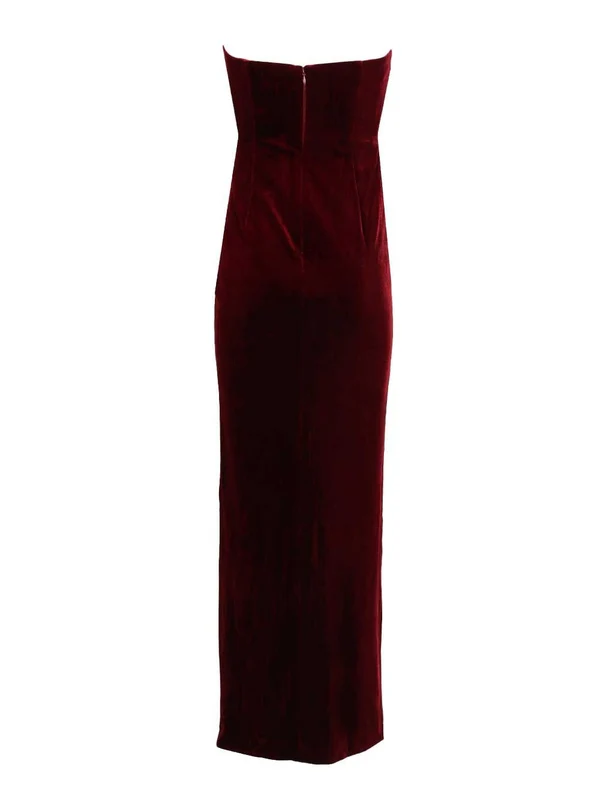 Self-Portrait Burgundy Long Dress - Image 2