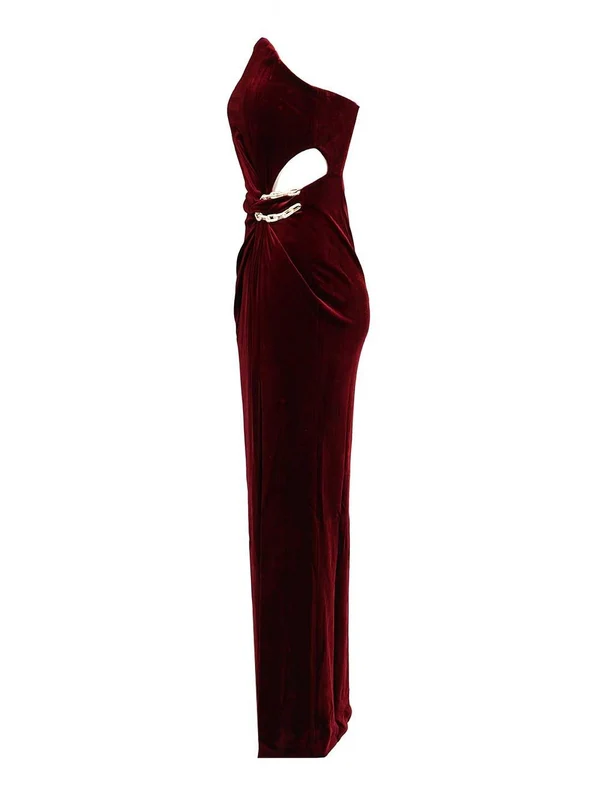 Self-Portrait Burgundy Long Dress - Image 3