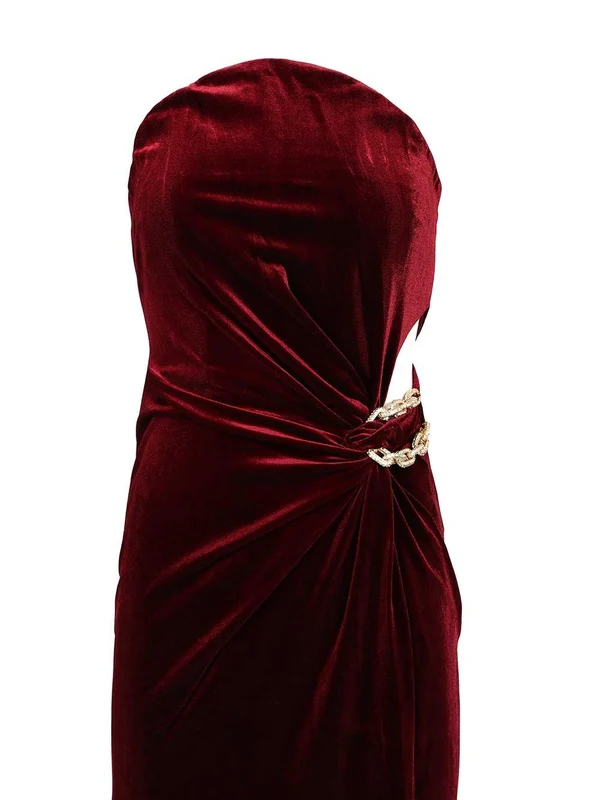 Self-Portrait Burgundy Long Dress - Image 4