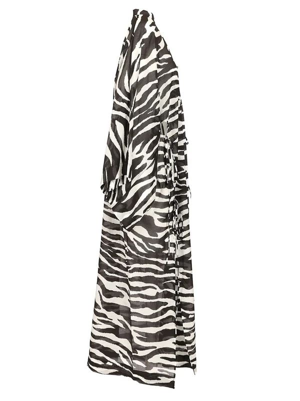 The Attico Black Animal Pattern Midi Dress - Image 3