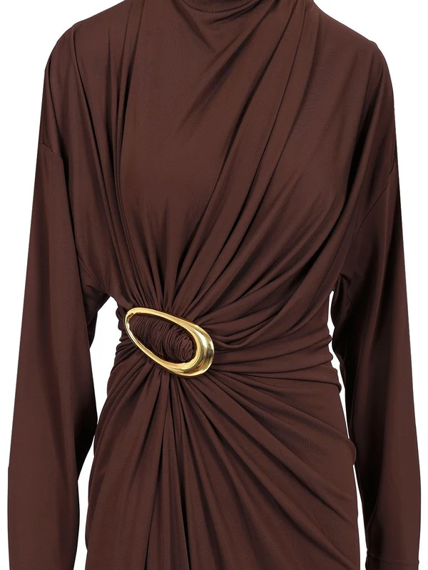 Bottega Veneta Brown Midi Dress - Image 5