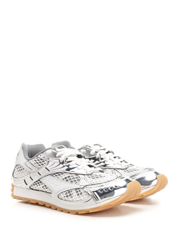 Bottega Veneta Silver Low Top Sneakers - Image 2
