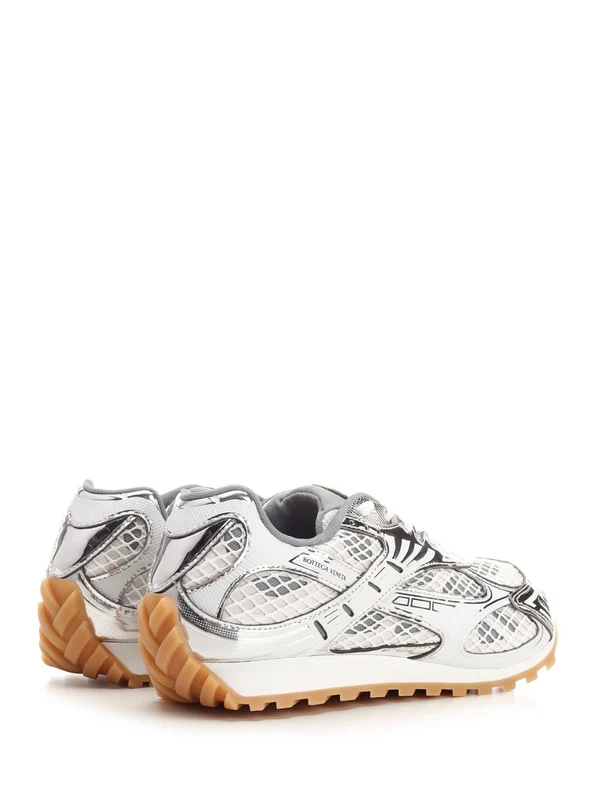 Bottega Veneta Silver Low Top Sneakers - Image 3