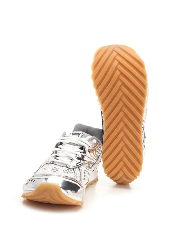 Bottega Veneta Silver Low Top Sneakers - Image 5