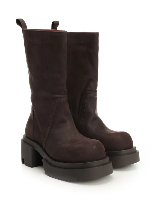 Rick Owens Brown Middle Boots - Image 2