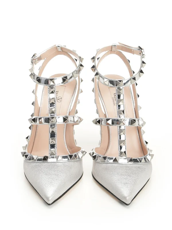 Valentino Silver Slingback Heels - Image 4