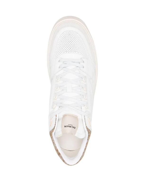 Balmain White Low Top Sneakers - Image 4