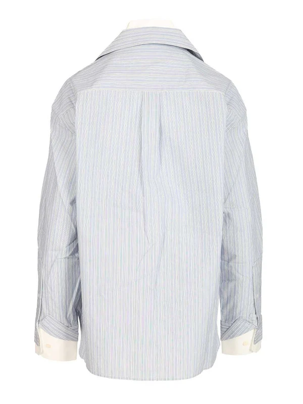 Acne Studios Layered Button Up Blue Shirt - Image 2