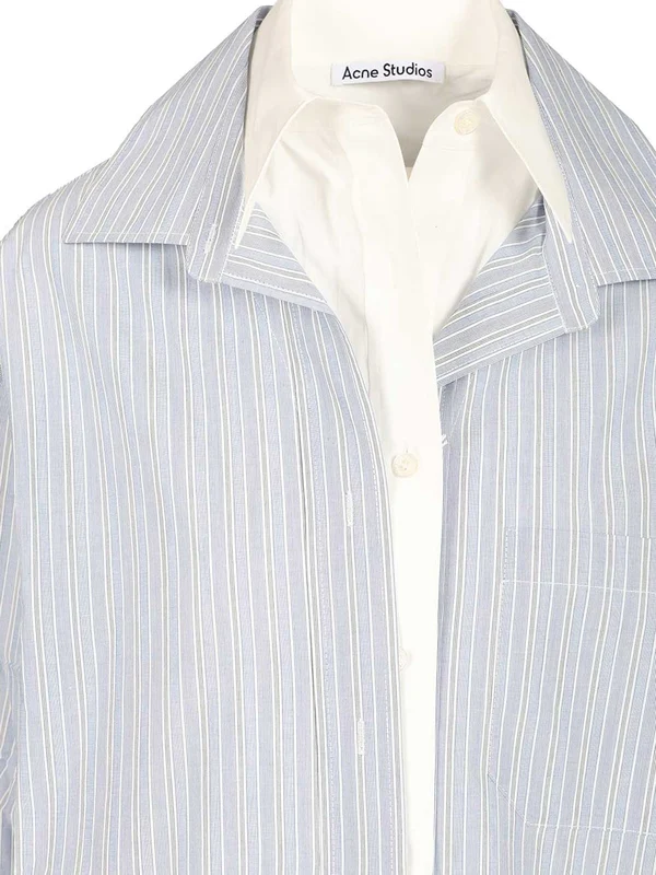 Acne Studios Layered Button Up Blue Shirt - Image 3