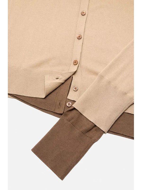 Acne Studios Layered Silk Beige Cardigan - Image 4