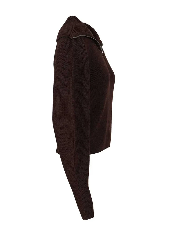Lemaire Zip Collar Brown Knit - Image 3