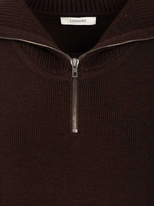 Lemaire Zip Collar Brown Knit - Image 4