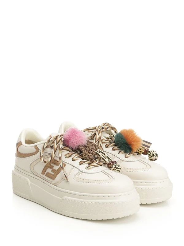 Fendi White Low Top Sneakers - Image 2