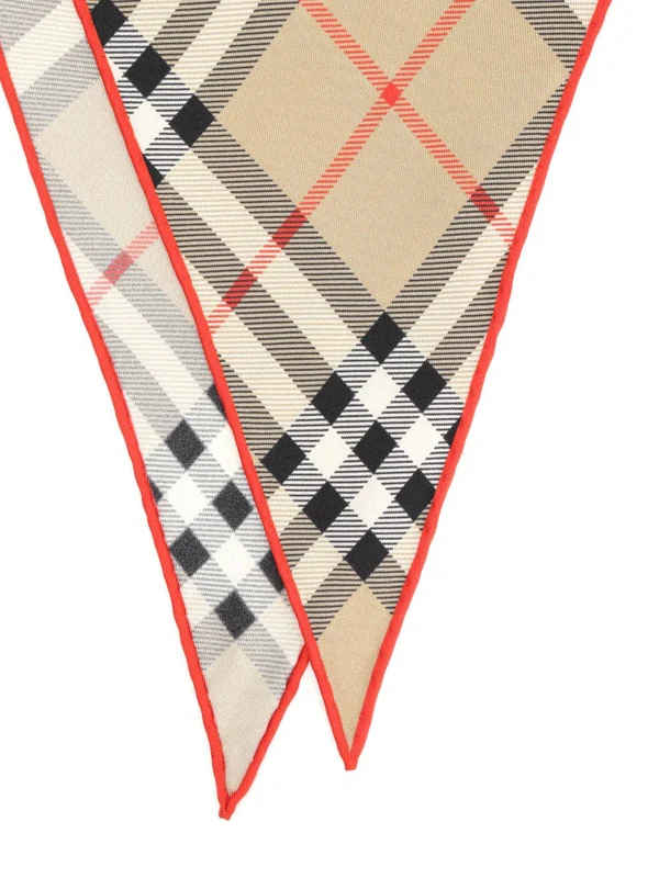 Burberry Beige Checked Silk Mufflers - Image 2