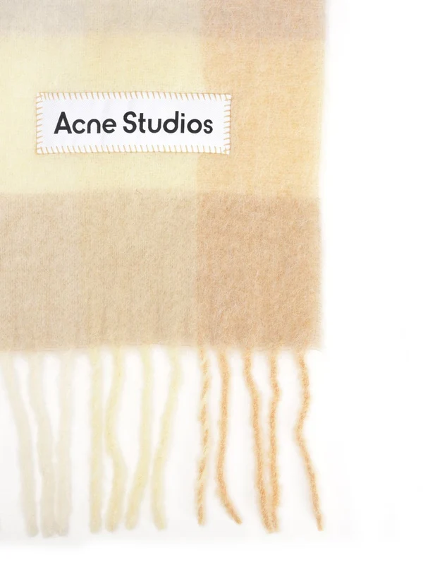 Acne Studios Beige Checked Wool Mufflers - Image 2