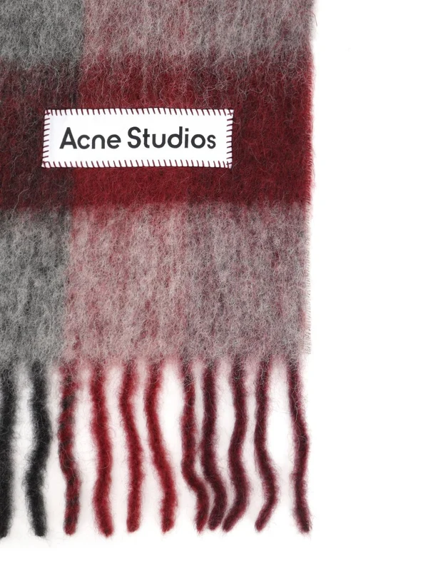 Acne Studios Red Checked Wool Mufflers - Image 2