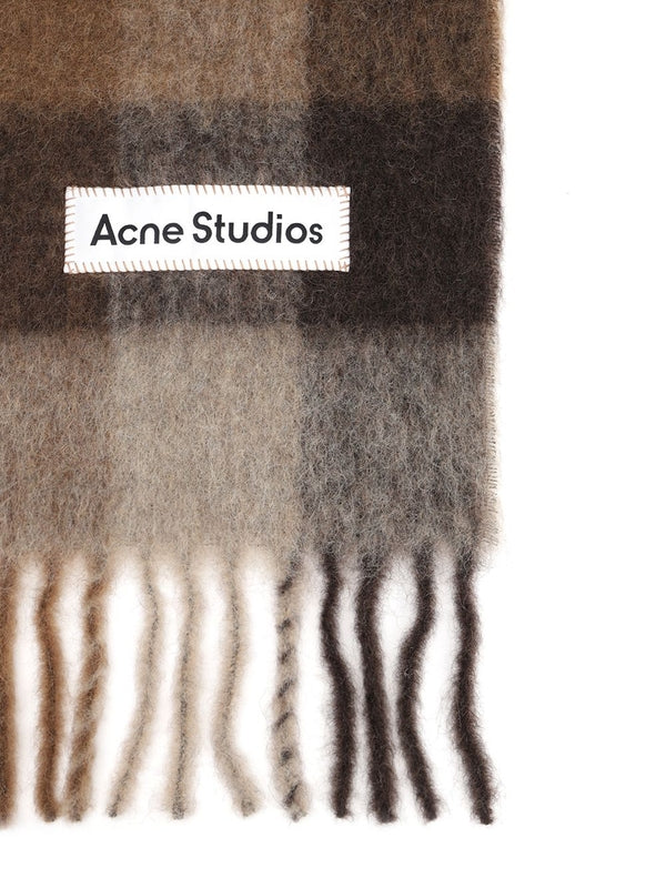 Acne Studios Brown Checked Wool Mufflers - Image 2