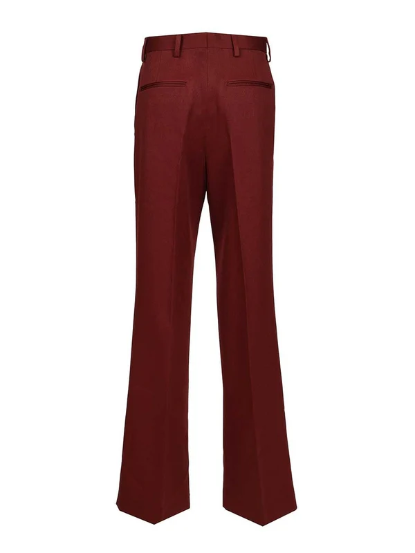 Dries Van Noten Burgundy Tailored Pants - Image 2