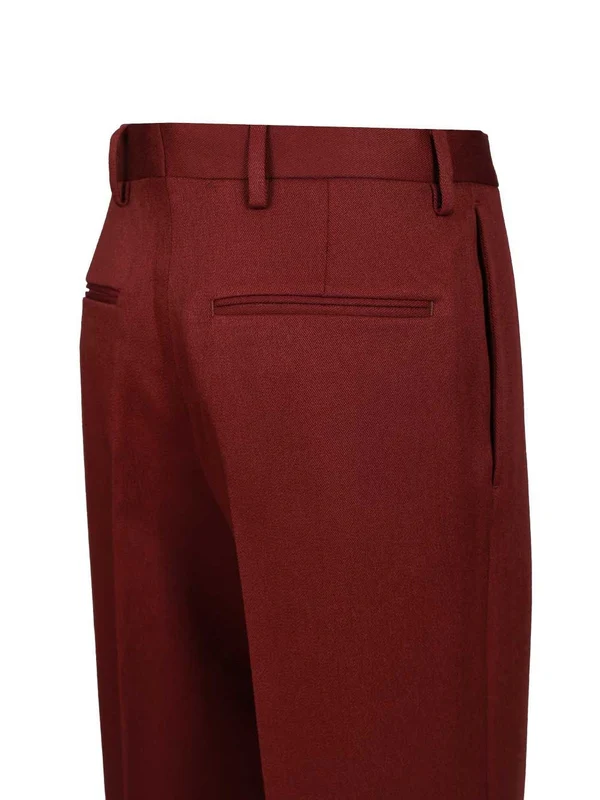 Dries Van Noten Burgundy Tailored Pants - Image 4