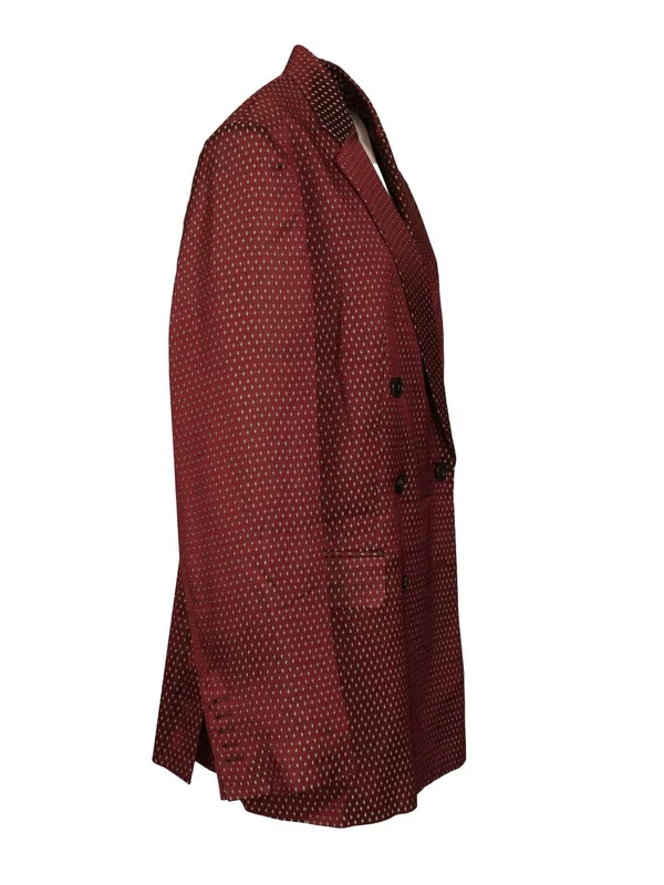 Dries Van Noten Burgundy Tailored Jackets - Image 3