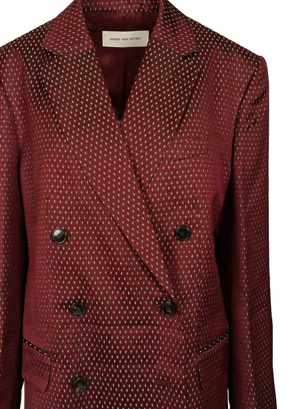 Dries Van Noten Burgundy Tailored Jackets - Image 4