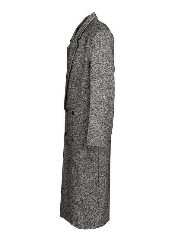 Loewe Double Breasted Grey Wool Blend Coat - Image 3