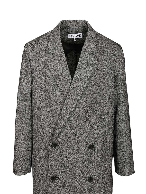 Loewe Double Breasted Grey Wool Blend Coat - Image 4