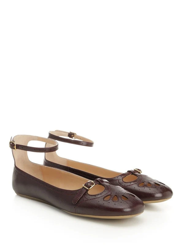 Chloe Brown Flat Shoes - Image 2