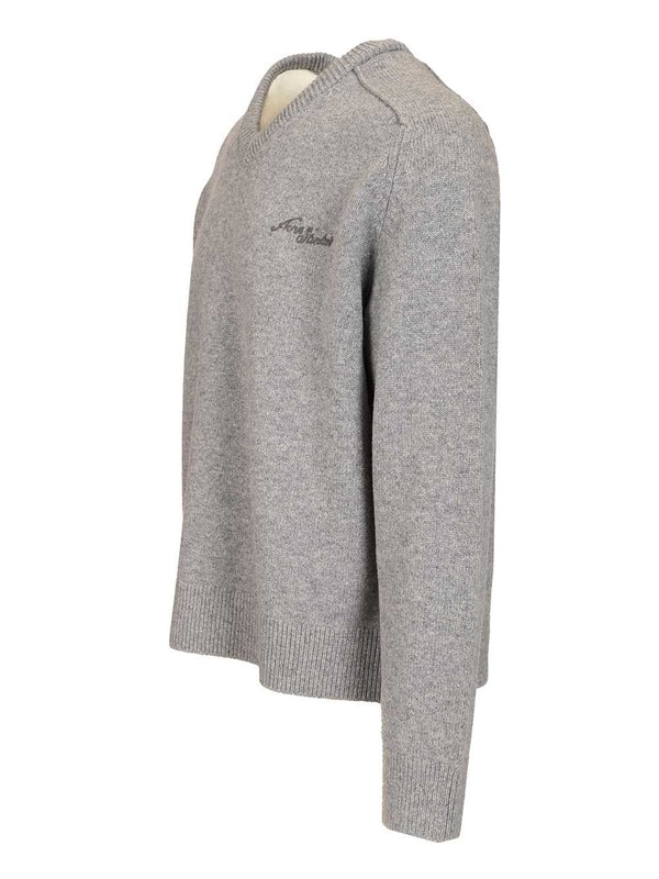 Wool V-neck Grey Sweater - Image 3