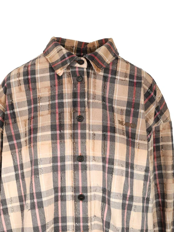 The Attico Beige Checked Shirts & Blouses - Image 4
