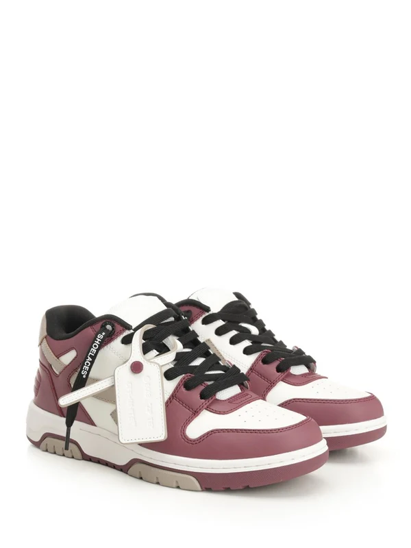 Off-White Burgundy White Low Top Sneakers - Image 2