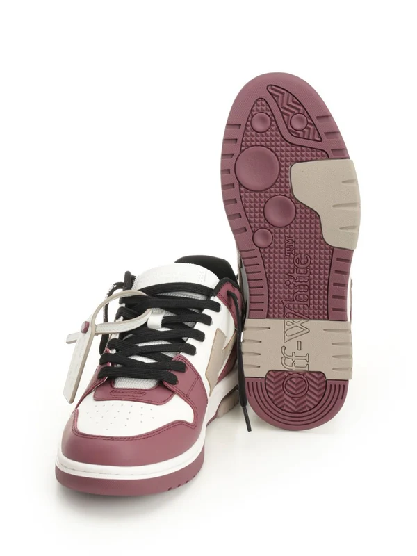 Off-White Burgundy White Low Top Sneakers - Image 5