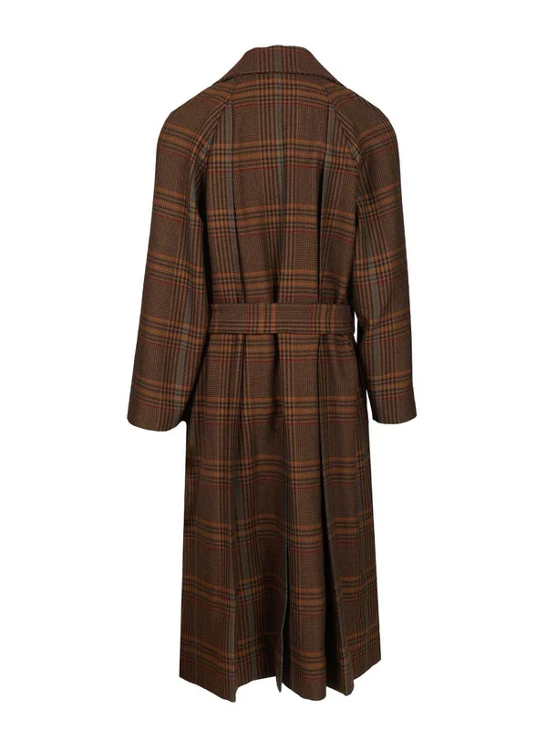 Saint Laurent Brown Checked Coats - Image 2