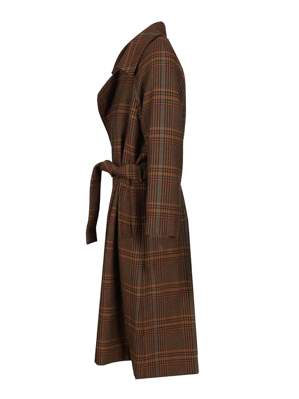 Saint Laurent Brown Checked Coats - Image 3