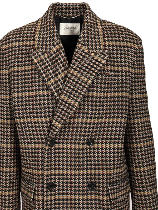 Saint Laurent Multicolor Checked Coats - Image 4