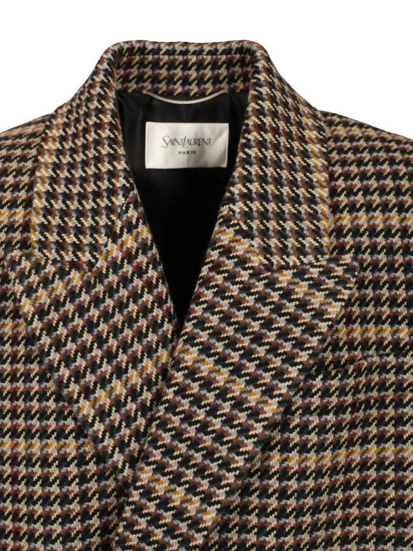 Saint Laurent Multicolor Checked Coats - Image 5