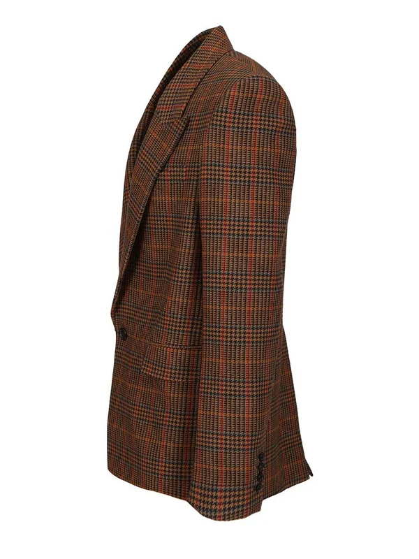 Saint Laurent Brown Checked Tailored Jackets - Image 3