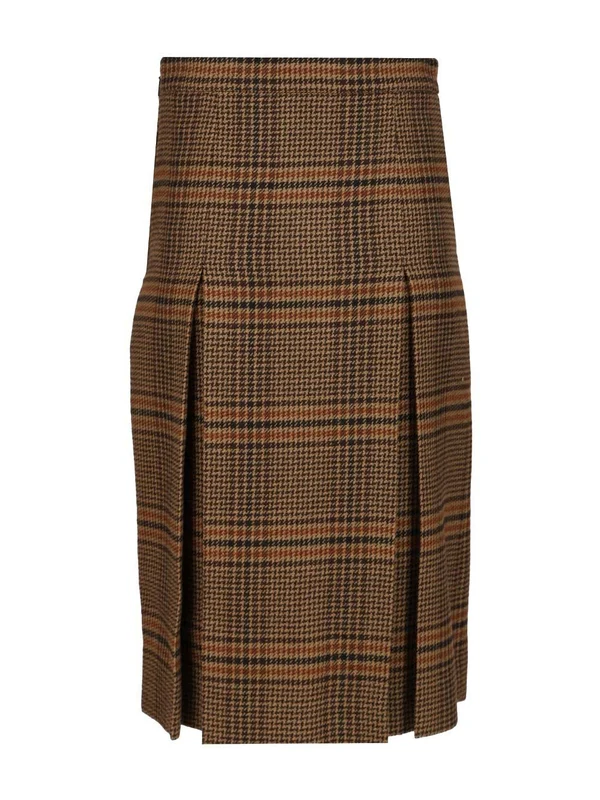 Saint Laurent Brown Checked Skirts - Image 2