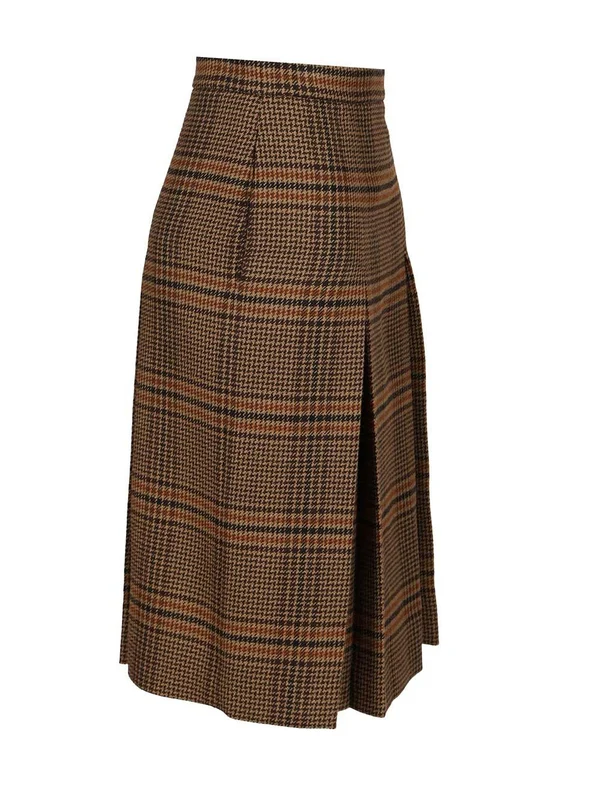 Saint Laurent Brown Checked Skirts - Image 3