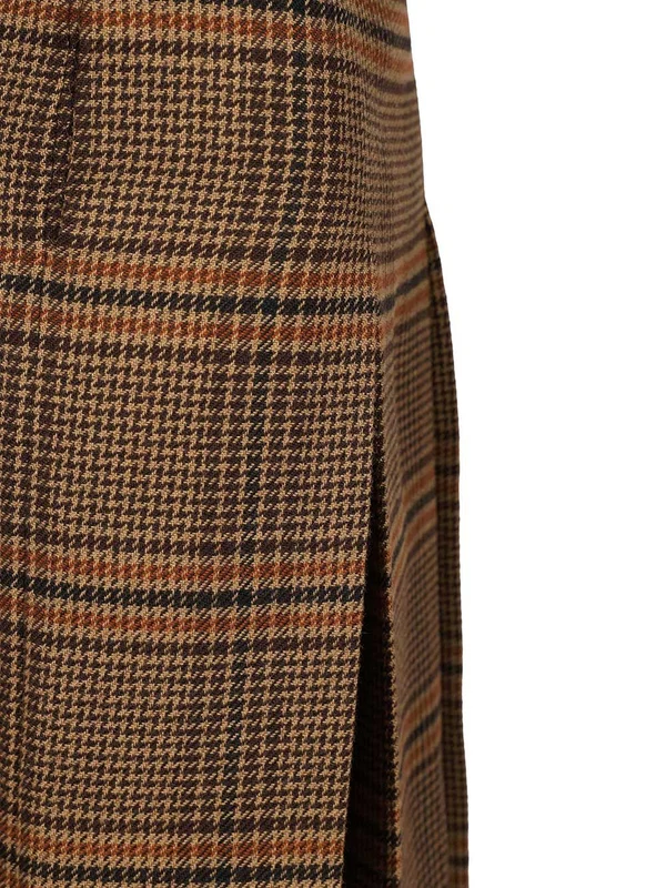 Saint Laurent Brown Checked Skirts - Image 4