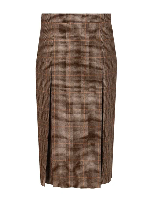 Saint Laurent Brown Checked Skirts - Image 2