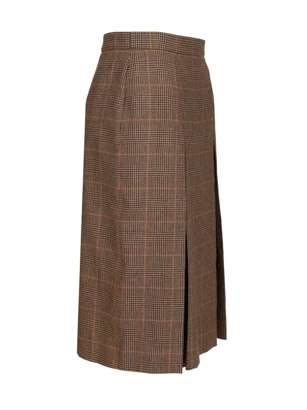 Saint Laurent Brown Checked Skirts - Image 3