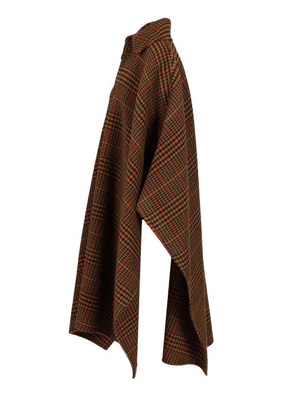 Saint Laurent Brown Checked Cape - Image 3