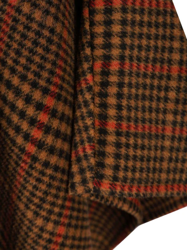 Saint Laurent Brown Checked Cape - Image 5