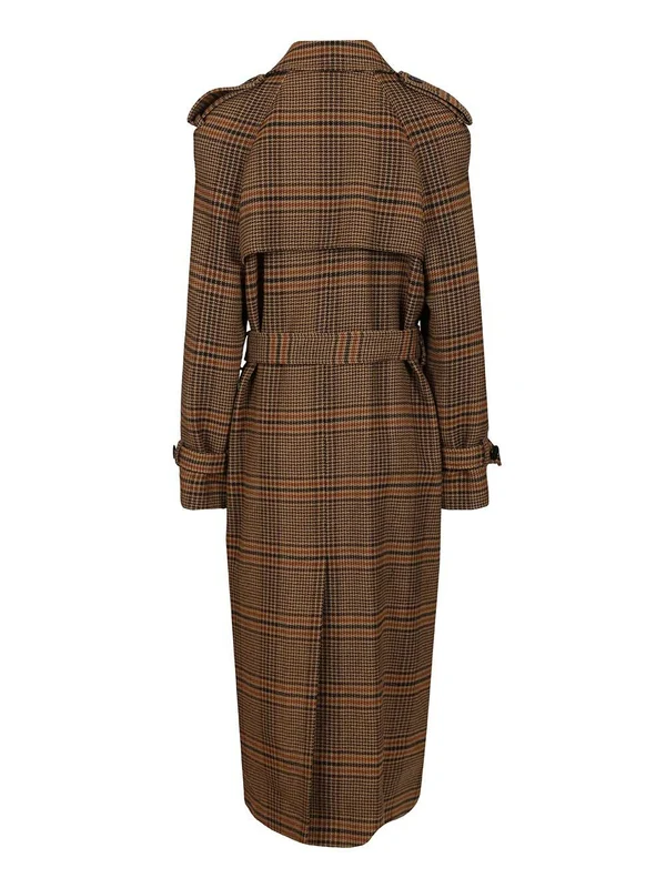 Saint Laurent Brown Checked Coats - Image 2