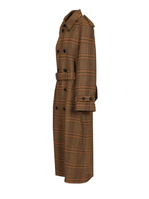 Saint Laurent Brown Checked Coats - Image 3