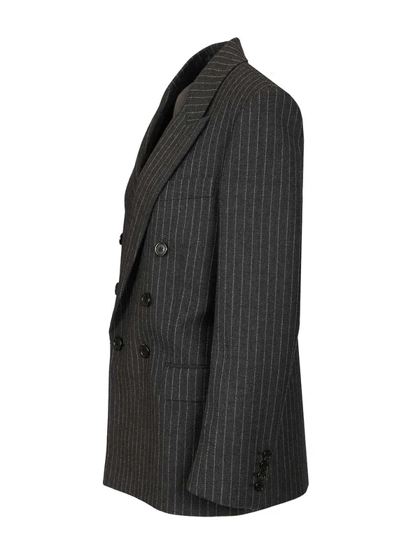 Saint Laurent Grey Striped Tailored Jackets - Image 3