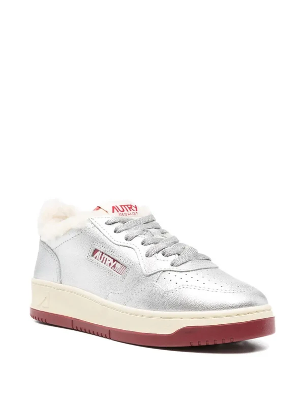 Autry Metallic Silver Low Top Sneakers - Image 2