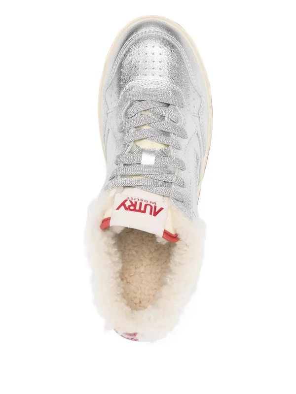 Autry Metallic Silver Low Top Sneakers - Image 4